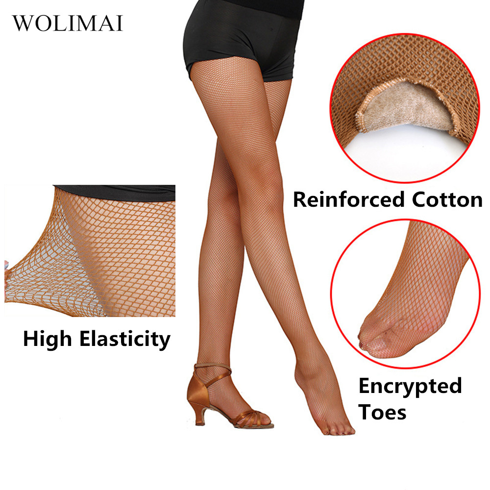 Fishnet Stocking Women - Professional Latin Dance Fishnets ถุงเท้าสุทธิ Crotch