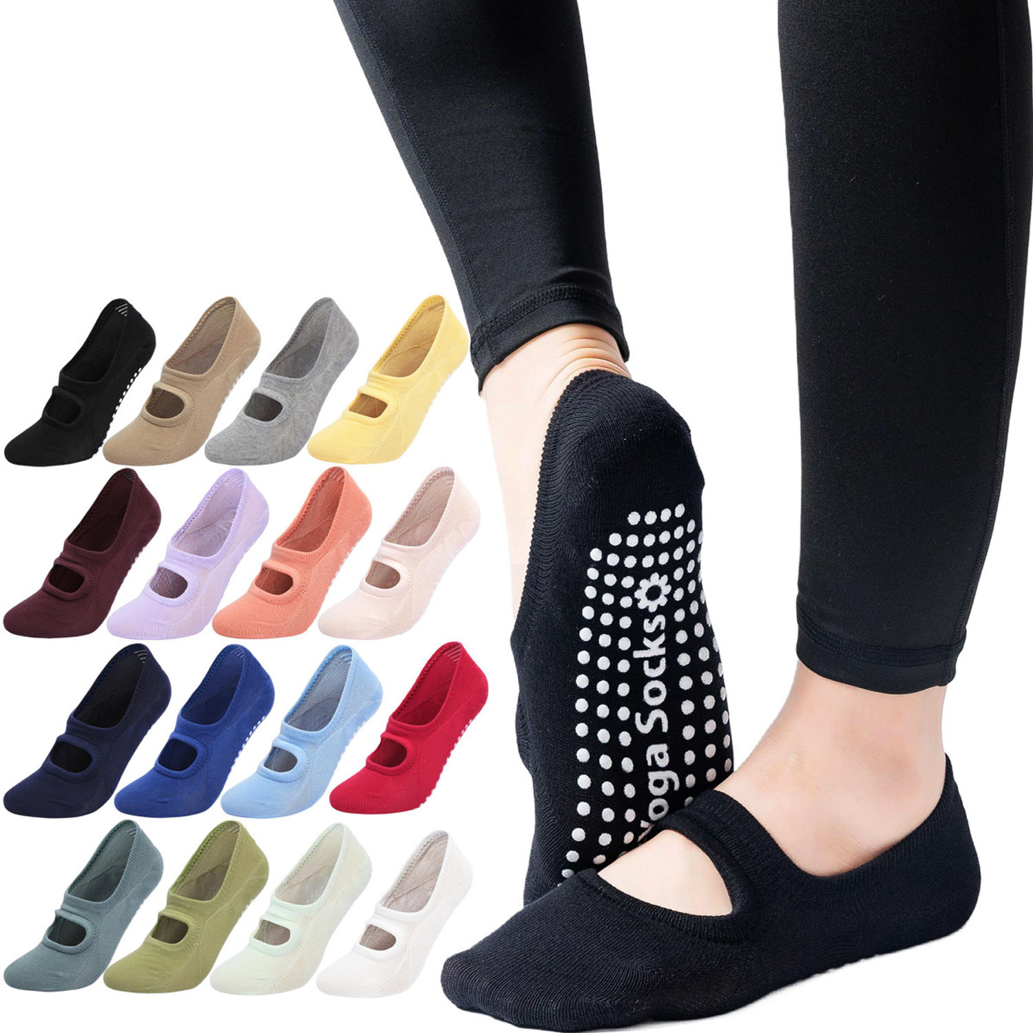 No Show Sock Women - ถุงเท้าโยคะคุณภาพสูงสำหรับผู้หญิง กันลื่น ระบายอากาศได้ดี แบบเปิดหลัง ถุงเท้าพิลาทิส ถุงเท้าบัลเลต์สำหรับผู้หญิง