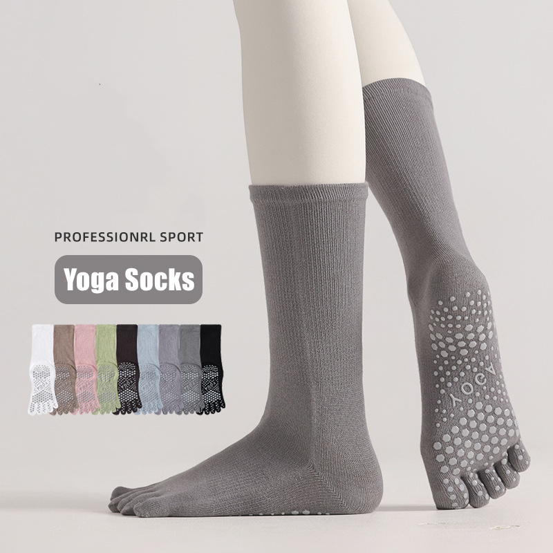 Toe Sock Split - ถุงเท้าโยคะผู้หญิง 1 คู่ สีลูกกวาด ผ้าฝ้าย ซิลิโคนกันลื่น