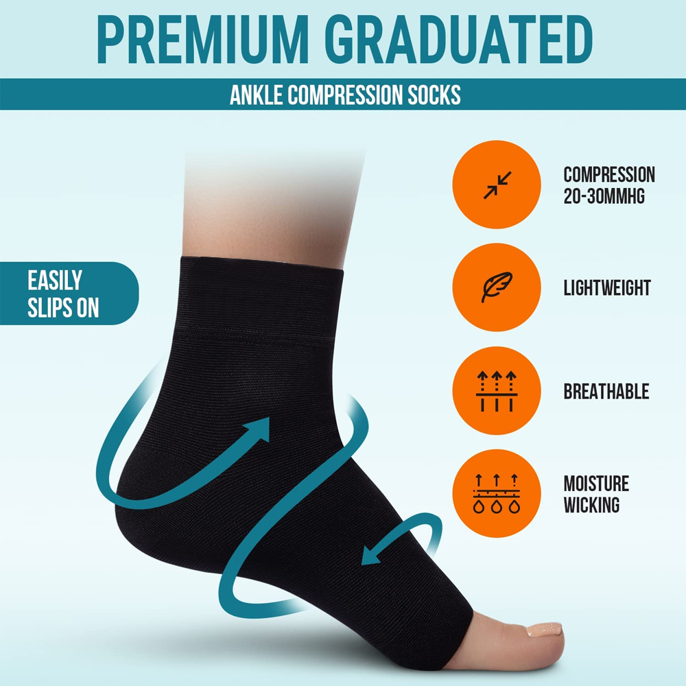 ถุงเท้านาโน1คู่ถุงเท้าเส้นประส - Ankle Brace Sock บทวิจารณ์และราคา