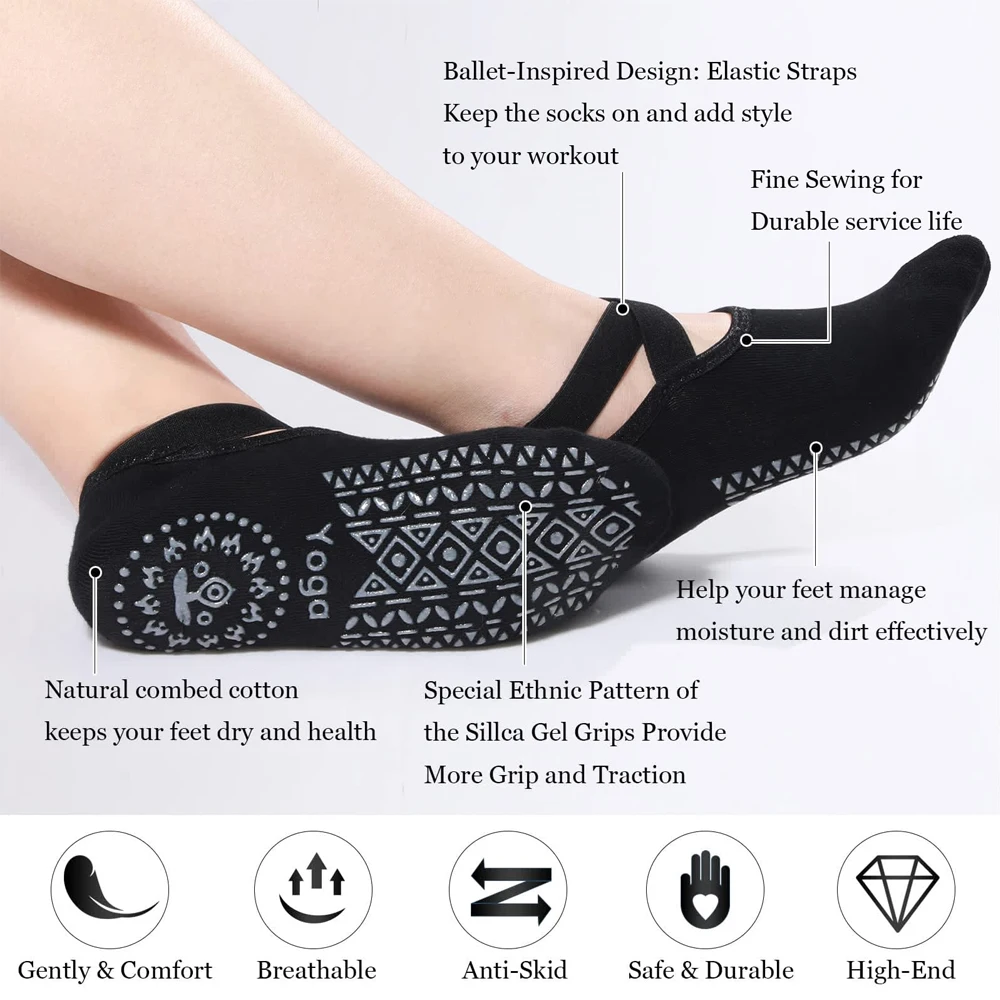 ถุงเท้าโยคะสำหรับผู้หญิง 1 คู่ - Grip Sock Yoga บทวิจารณ์และราคา