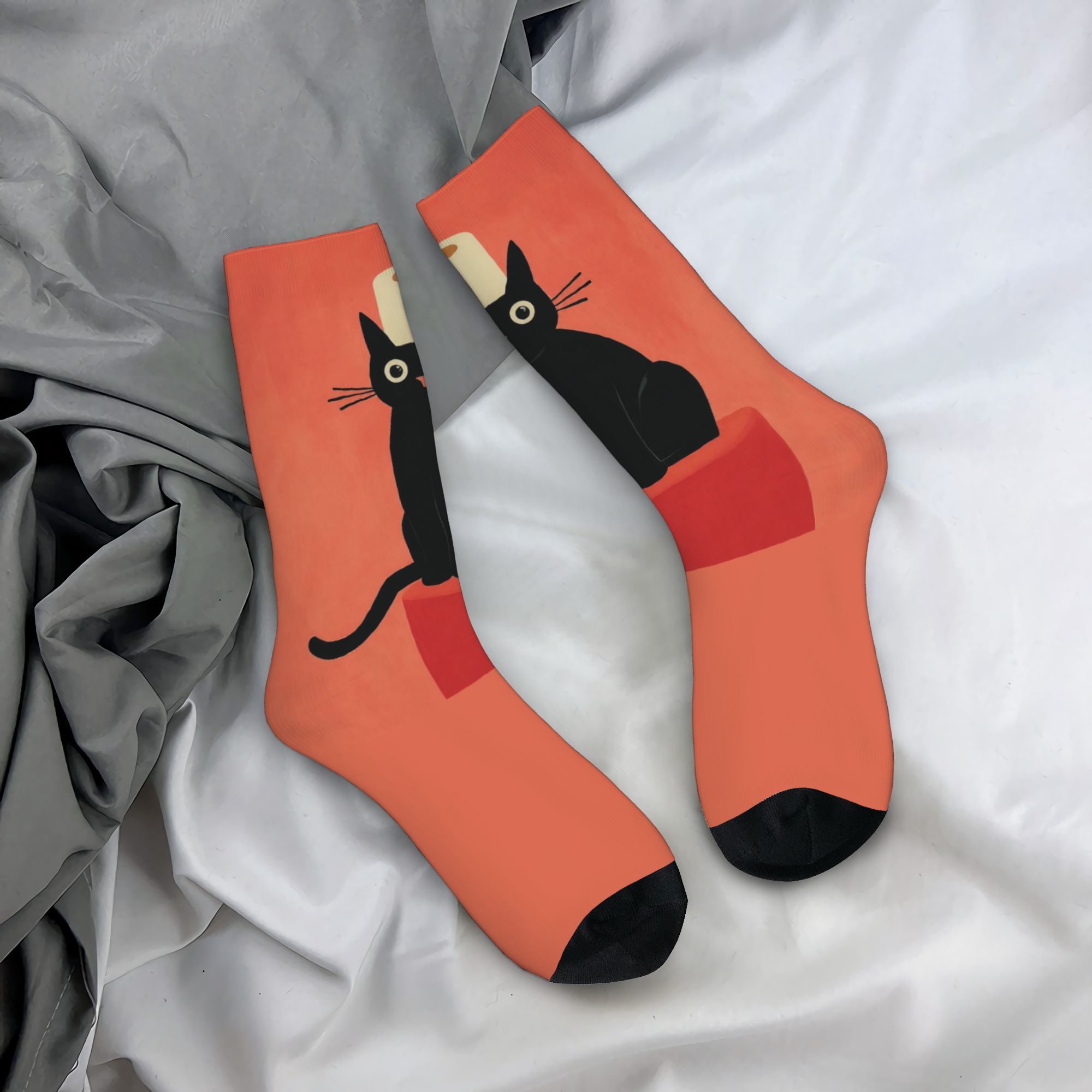 ถุงเท้าลายแมวดำแบบกำหนดเองพร้อ - Dress Sock Men บทวิจารณ์และราคา
