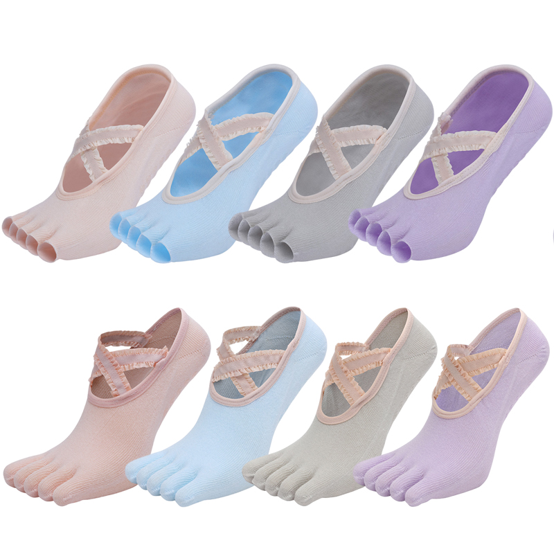ห้านิ้วถุงเท้าโยคะลูกไม้ Cross - Grip Sock Yoga บทวิจารณ์และราคา